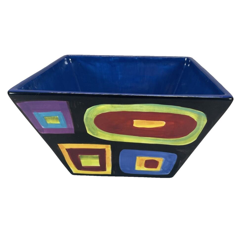 Modern Mary Naylor Designs Large Square Bowl Abstract Geometric 8 x 4.75 in Rare